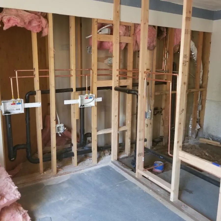 Copper pipe rough-in and plumbing installation in Westbury